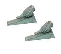 Healeved Fermaporta in Ghisa a Forma di Cuneo Vintage Decorazione Piccolo Volatile Verde Chiaro Set da 2 Pezzi Fermaporta da Pavimento AntiGraffio per Casa per Soggiorno Camera da