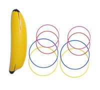 Healeved Gioco di Lancio Banana Gonfiabile 68 CM 4 Anelli Grandi e 4 Piccoli Giocattolo da Spiaggia e Piscina per Feste di Addio al Nubilato e Decorazioni Fotografiche Colore Casuale