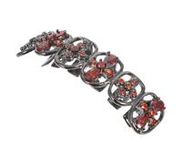 Healeved Grills per Denti Vampiro Halloween in Rame Design Traforato e Zirconi Rossi, Accessori Unisex per Feste a Tema, Stile Dark Goth e Hip Hop