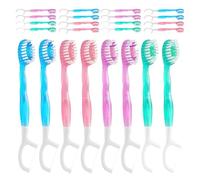 Healeved Kit da viaggio con spazzolino interdentale da 24 pezzi: spazzolino manuale Burst Bead con raschietto per la lingua e interdentale per l'igiene orale in viaggio - accessorio da