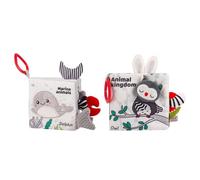 Healeved Libri di Stoffa per Ragazzo Ragazza 0-1 Anno Set 2 Pezzi Oceano Foresta Libri Educativi Tattili e Visivi Sicuri Leggeri e Resistenti per Sviluppo Precoce e Gioco in Bagno