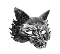 Healeved Maschera Lupo Halloween Realistica in Schiuma Rp Argento Mezza Maschera Versatile e Confortevole per Adulti Donna Uomo per Cosplay e Feste