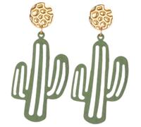 Healeved Orecchini a Bottone Cactus per Donna, Gioielli Graziosi e Delicati sulla Pelle, Accessori Moda per Feste e Appuntamenti, Set da Grigio Verde Cemento