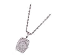 Healeved Orologio a Sospensione Con Quadrante Zircone Collana Con Ciondolo Quadrante Personalità Catena Pendente Quadrante Hip-hop Ciondolo Charms Borsa Collana Del Matrimonio Argento