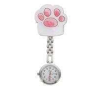 Healeved Orologio da Tasca a Zampa di Gatto Rosa per Studenti e Docenti | Quadrante Design Clip Movimento Preciso Numeri Chiari Adatto per Ospedale