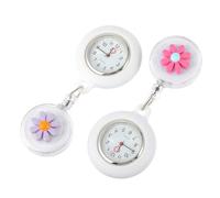 Healeved Orologio da Tasca Little Daisy in Silicone Decorativo, Set da 2 Orologi da Infermiera a Forma di Margherita, Orologi da Taschino Pratici e Resistenti per Uso Medico