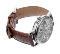 Healeved Orologio Meccanico Manuale Da Uomo Con Rotondo Scavato e Cinturino in Pu Winner Colore Argento e Marrone Movimento Preciso