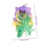 Healeved parrucca colorata parrucca arcobaleno da donna riccia costume riccio a treccia ondulato unicorno colorato cosplay unicorno fibra chimica