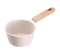 Healeved Pentola da Cucina Bianca da 250ml con Manico in Legno, Antiaderente e Resistente al Calore, per Riscaldare Latte e Burro a Casa in Viaggio