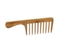 Healeved Pettine a Denti Larghi Grande Dimensione in Bambù Marrone per Styling Chioma Motivo Testurizzato per Acconciature Backcombed e Look Chic