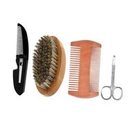 Healeved Pettine in Legno Forbici Spazzola Setole Per Cura Della Barba Da Uomo Pettine Tascabile Strumento Per Cura Dei Baffi Kit Completo Per Manutenzione Della Barba