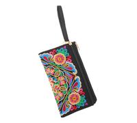 Healeved Pochette Ricamata Floreale Etnica per Donna Cerniera, Borsa Portamonete Boho Resistente e Leggera per Matrimoni, Viaggi e Eventi Culturali