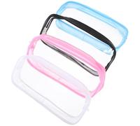 Healeved Porta Penne Trasparente Multicolore 4pezzi Cerniera Plastico | Festa Scuola Decor, Grande Capacità per Penne e Firme, Leggero Anti-scratch