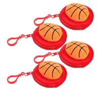 Healeved Portamonete Mini Sferico in Peluche a Forma di Pallone da Basket, Custodia Portatile per Auricolari Sportive, Organizer Compatto per Monete e Cavi, Set da 4 Pezzi,
