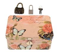 Healeved Scatola di Ferro Portaoggetti con Serratura a Combinazione Custodia Rettangolare Portatile per Piccoli Oggetti Organizer da Scrivania Leggera e Compatta con Coperchio Ermetico