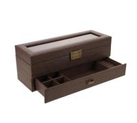 Healeved Scatola Porta Orologi 6 Scomparti e Vano Porta Gioielli Separato in Legno Doppio Strato Design Raffinato e Protezione Completa per Orologi e Gioielli in Camera da Letto o Studio