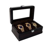 Healeved Scatola Porta Orologi in Legno 3 Scomparti Coperchio Trasparente, Custodia per Orologi e Gioielli Piccola e Portatile, Organizer da Esposizione per Uso Quotidiano e Regalo