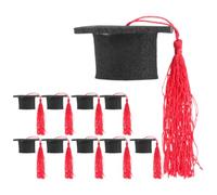 Healeved Set 10 Pezzi Tappi per Bottiglie di Laurea Mini Cappelli da Dottore Rossi Non Tessuto per Decorazione e Foto Durante Feste e Raduni Quotidiani