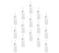 Healeved Set 15 Pezzi Flaconi da 10ml Punta Ago per Applicatore di Precisione, Bottiglie Multiuso in PE e Metallo per Colla e Pigmenti, per DIY e Conservazione