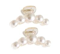 Healeved Set 2 Pezzi Mollettoni per Chioma Donna Perle Finte Color Beige, Design Creativo e Confortevole, Clip Rotonda per Uso Quotidiano e Feste