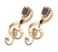 Healeved Set 2 Pezzi Spille Music Pin Vintage in Lega Oro Microfono e Nota Musicale Decorativa Versatile per Varie Occasioni