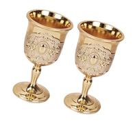 Healeved Set 2pezzi Calici Vintage in Metallo Oro, Bicchieri Whisky Leggeri e Facili da Tenere, Stile Europeo Retrò, per Banchetti e Conservazione Bevande