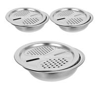 Healeved Set 3 Pezzi Bacinelle in Acciaio Inox Grattugia e Colino, Vaschette Impilabili per Lavare Frutta, Verdura e Riso, Scarico Integrato per Cucina Funzionale Stile Stile Casuale