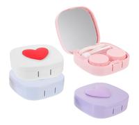 Healeved Set 4 Custodie Portatili per Lenti a Contatto in Plastica PP Piccole e Leggere Organizer Compatto Specchio Scatole Colorate per Lenti Cosmetiche da Viaggio per Donna
