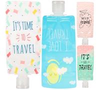 Healeved Set Alta Tenuta D'aria 100ml Sacchetti per Lozione da Viaggio 4 in Pet Pa Pe con Tappi e Resistente per Viaggi e Prodotti da Viaggio