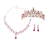 Healeved Set Copricapo Da Sposa Set Di Tre Pezzi Collana Fasce Per Orecchini Gioielli Da Principessa Per Donne Accessori Per Costumi Da Regina Collare Per