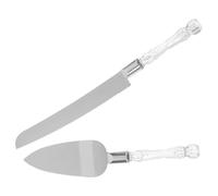 Healeved Set da 2 Spatole per Torta in Acciaio Inox Manico in Cristallo, Coltello e Paletta per Dolci Nuziali, Utensili per Taglio e Servizio Torta per Matrimoni e Celebrazioni