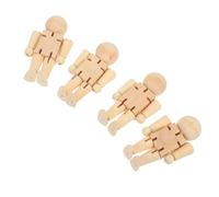 Healeved Set da 4 Robot di Legno Non Finiti 8 CM per Pittura DIY Figura Manichino in Legno Naturale per Decorazione e Artigianato Creativo Giocattolo Puzzle Educativo per Tutte le Età