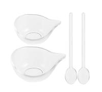 Healeved Set di 1 Ciotola Grande e 1 Piccola in Vetro Trasparente per Miscelazione Maschere Viso e Oli Essenziali con 2 Spatole, Strumento per Cura della Pelle Fai da Te e Salone