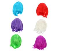 Healeved Set di 6 Parrucche Caschetto Corte Colorate, Parrucche Lisce Frangia in Plastico Rete Integrata, Pratiche per Halloween e Feste
