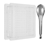 Healeved Set di Strumenti per Cucina Molecolare Scatola Dispenser per Caviale, Cucchiaio Speciale in Acciaio Inossidabile Riutilizzabile 100 Fori, Pratico per Preparazioni Gourmet