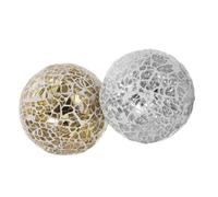 Healeved Sfere Decorative in Vetro a Mosaico 6 Cm Set 2 Pezzi Oro e Argento Palla a Specchio Ornamentale per Arredamento Casa e Feste Effetto Luce Riflettente Artigianato Tavolo