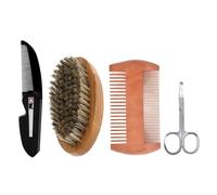 Healeved Spazzola Morbida Per Barba Pettine Da Viaggio Kit Completo Per Cura Di Baffi e Barba Pettine in Legno Tascabile Per Styling e Manutenzione