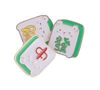 Healeved Spilla Portafortuna Mahjong da Donna 3 Pezzi Personaggi Cinesi Spille da Bavero e Abbellimenti per Abbigliamento Sciarpa Cappello e Zaino Colori Vivaci Resistenti allo