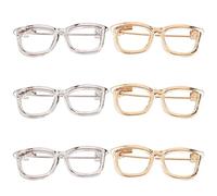 Healeved Spille da Risvolto in Metallo 6 Pezzi a Forma di Occhiali Mini Oro e Argento per Donna Accessori per Abbigliamento e Zaino Uso Quotidiano e Feste