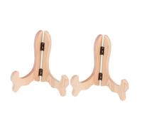 Healeved Supporto per Piatti in Legno 2 Pezzi Filo Metallico per Espositori da Tavolo, per Targhe e Cornici Fotografiche