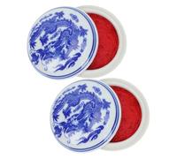 Healeved Tamponi D’Inchiostro per Calligrafia 2 Pezzi in Ceramica Rossa, per Studenti e Appassionati di Pittura Cinese, Superficie Liscia Anti-sbavature, per Uso Quotidiano e Progetti Artistici