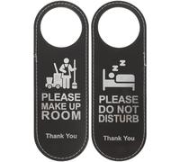 Healeved Targhe per Porta in Pelle Doppia Faccia 2 Pezzi Ciondolo per Porta Hotel e Bar Insegna Appendibile Scritta Non Disturbare e Prego Pulire” Accessorio Decorativo per Ambienti