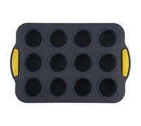 Healeved Teglia per Muffin in Silicone Nero 12 Cupcake Riutilizzabile Resistente All'usura e Antideformazione per Cottura Salata e Dolci