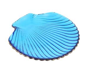 Healeved Vassoio in Vetro Blu a Forma di Conchiglia, Creativo e Resistente a Microonde e Freezer, per Catering Alimentare e Intrattenimento