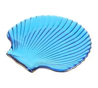 Healeved Vassoio Porta Snack in Vetro a Forma di Conchiglia Blu, Resistente a Microonde e Lavastoviglie, per Catering Alimentare e Feste a Tema Mare