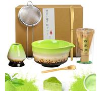 Healife Matcha kit 6 Pezzi - Set di Matcha per Cerimonia Giapponese - Set Accessori Cerimonia Tè Matcha,Portafrusta, ideale per la cerimonia del tè o come regalo （Verde Nuvola）