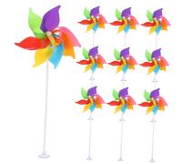 Healifty 10 Pezzi Girandole da Giardino Colorate Mulino Vento Esterno con Foglie Multicolori Decorazioni Resistenti in Legno e Plastica per Cortile Prato Scrivania e Festa all Aperto