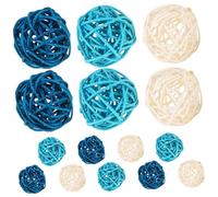 Healifty 15 pezzi Palline Decorative Rattan Decorazioni per Vasi Diffusore Sfere Vimini Blu e Ufficio Materiale Animali Domestici