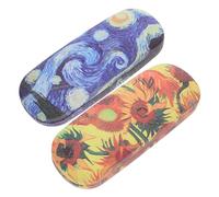 Healifty - 2 custodie per occhiali da sole rigide in pelle, custodia per occhiali, custodia per occhiali, per donne, uomini, studenti, Van Gogh