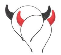 Healifty 2 Pezzi Cerchietto con Corna da Diavolo in Metallo per Halloween Rosso e Nero Glitter Fascia Leggera e Confortevole per Donna Ragazza Accessorio Costume Carnevale e Cosplay
